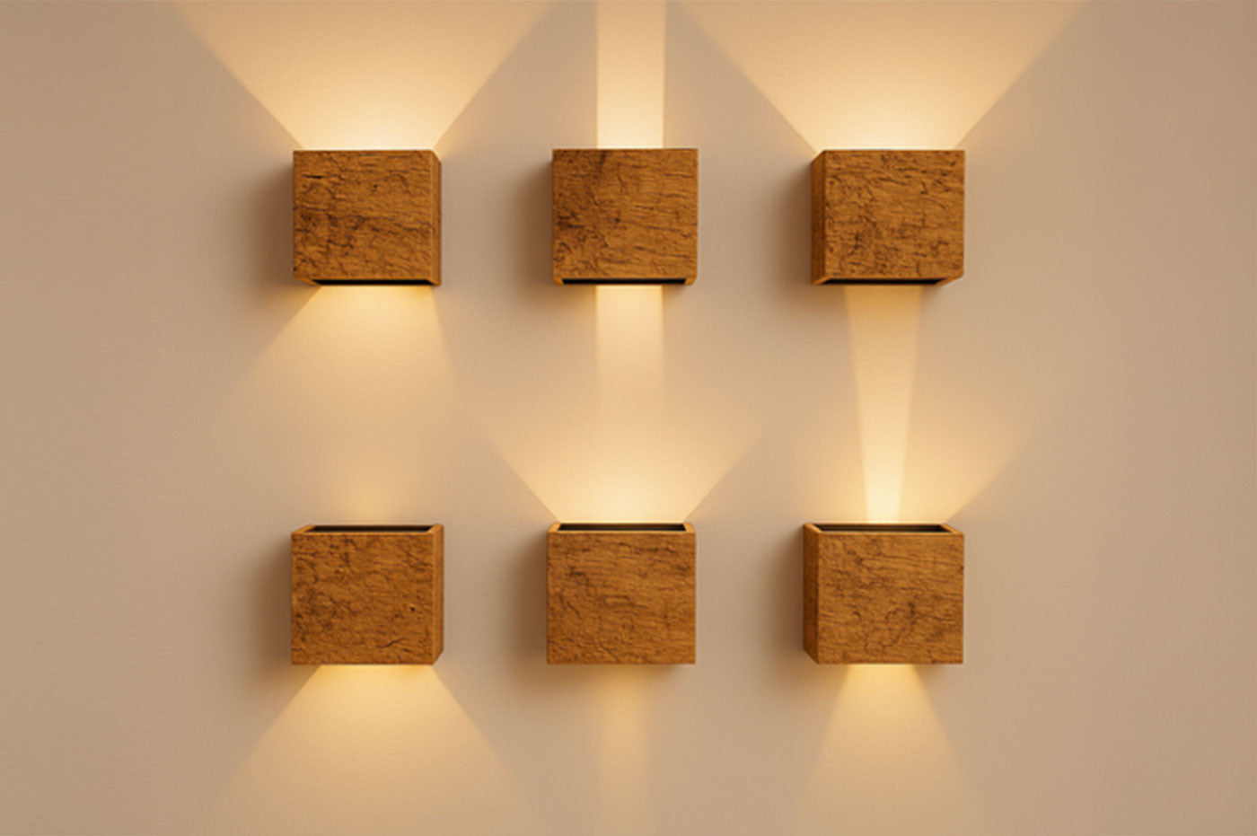 Up&Down Altholz Wandlampe Würfel